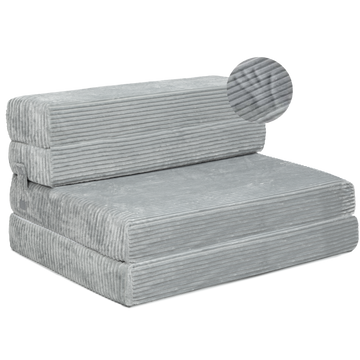 Tri-fold Foam Sofa Bed Mattress with Ribbed Fur Cover-Twin Size