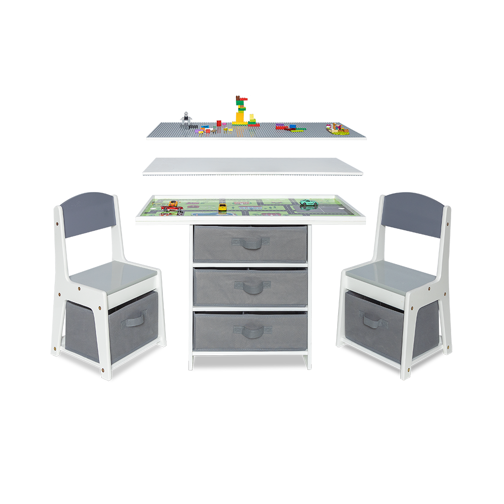 3-in-1 Kids Play Table and Chair Set with Storage