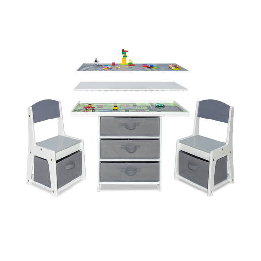 3-in-1 Kids Play Table and Chair Set with Storage