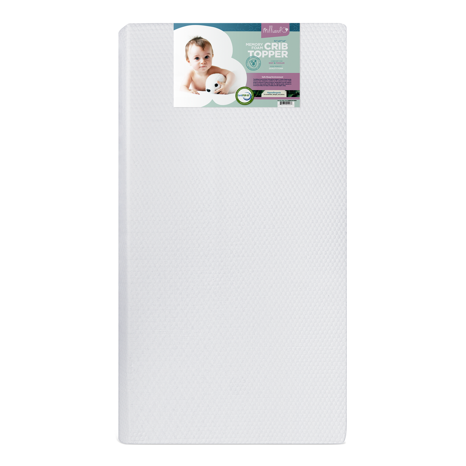 Ventilated Memory Foam Crib Mattress Topper 2-Inch Milliard