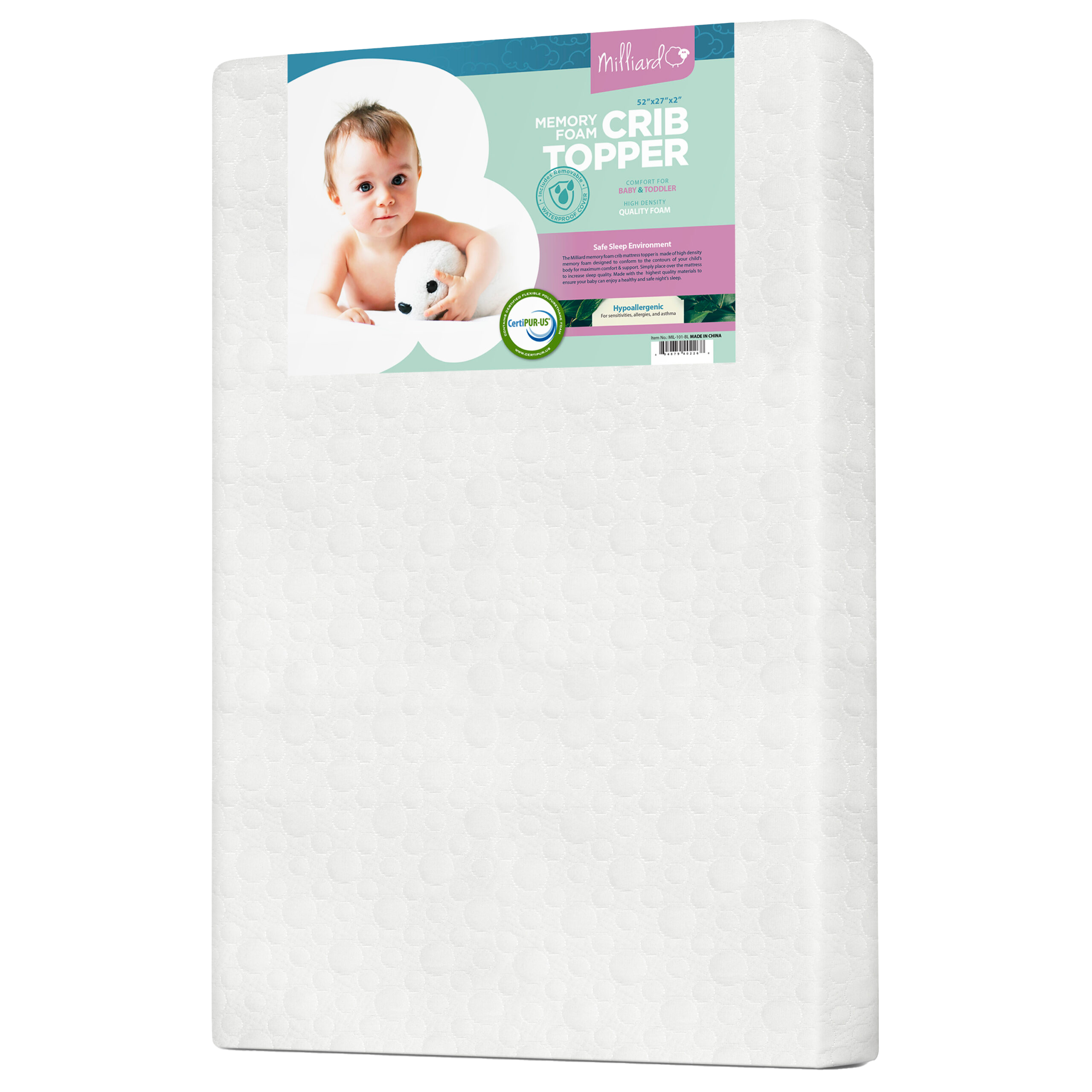 Crib size top memory foam topper