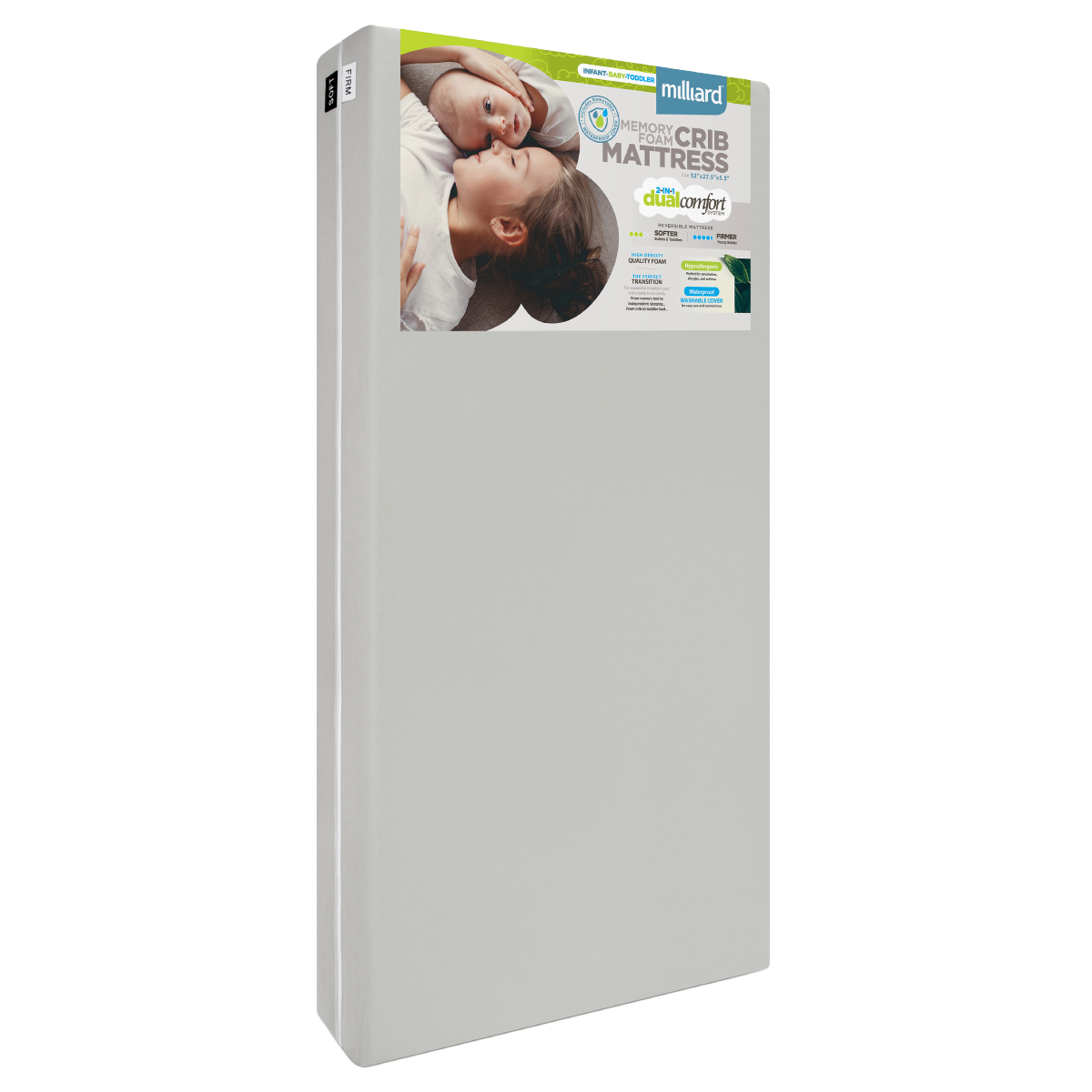 Memory Foam Dual Sided Crib and Toddler Mattress with Cotton Cover