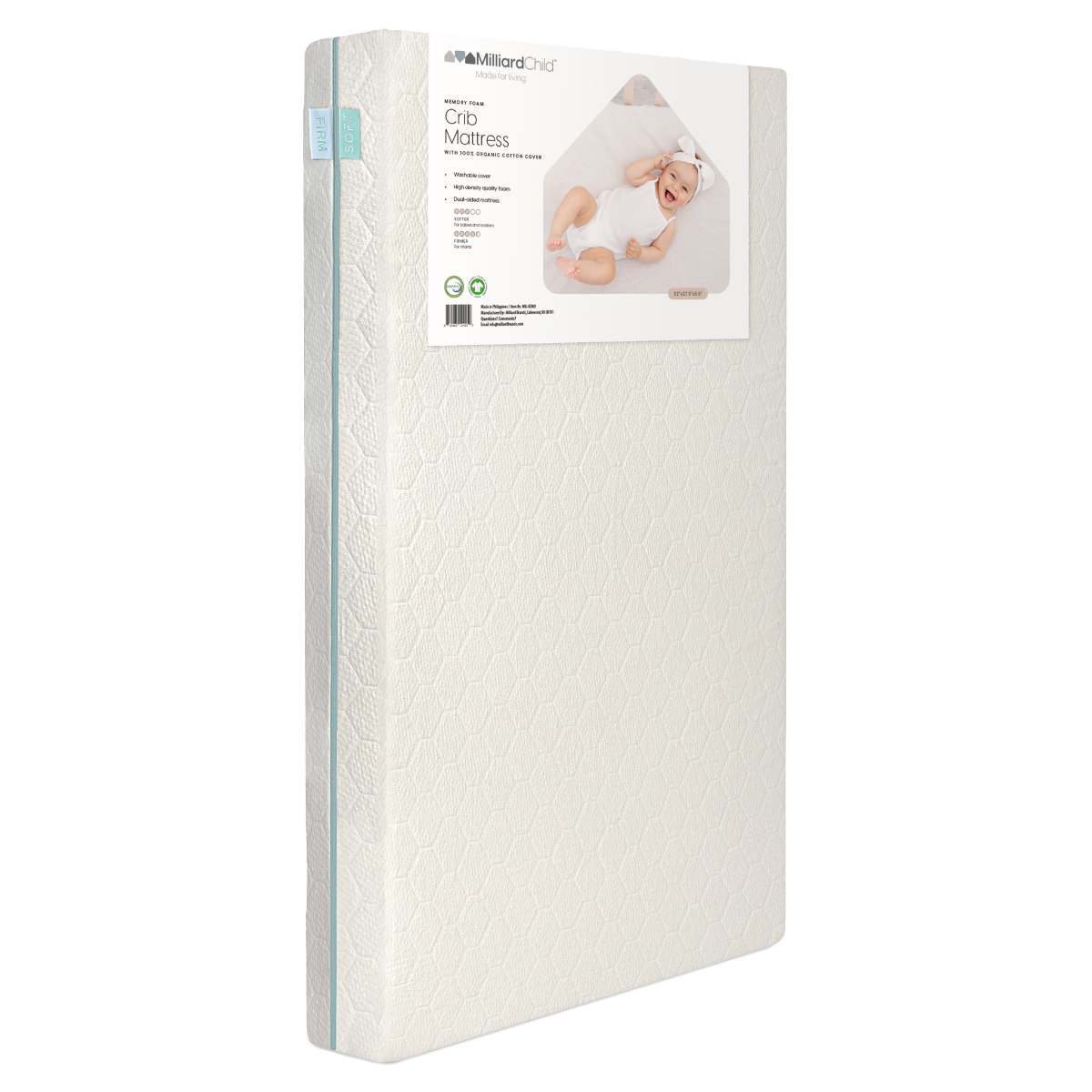 Memory Foam Dual Sided 2 Stage Crib and Toddler Mattress with Organic Cotton Cover