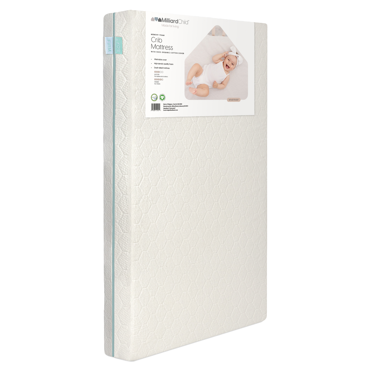 Dual Sided Memory Foam Crib Mattress Topper w Cotton Cover Milliard Brands