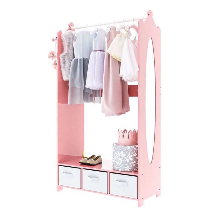 dress up clothes storage Qifeila Kids with Mirror, Wooden Kids Dress Up Rack for Little Girls and Boys, Kid Wardrobe Closet with Storage Shelf : Home & Kitchen Measures 43L x 22W x 42H. VEVOR Kids Dress Up Storage