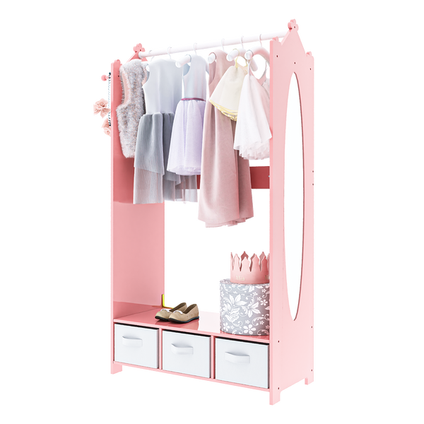 dress up clothes storage Milliard Kids Costume Organizer Center Open Hanging Armoire Closet Unit Furniture Pink Empire Waist Dresses for Color:Leafy Trees Guidecrafts EdQ collection satisfies breakfast at tiffany's