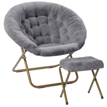 Cozy Faux Fur Saucer Chair X-Large with Footrest