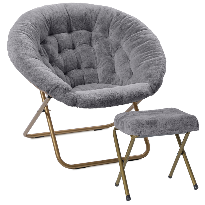 Cozy Faux Fur Saucer Chair X-Large with Footrest