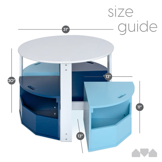 Milliard Kids Nesting Play Table and Chair Set with Storage