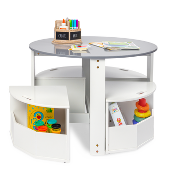 Kids Nesting Play Table and Chair Set with Storage