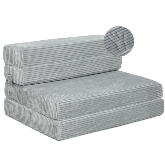 Tri-fold Foam Sofa Bed Mattress with Ribbed Fur Cover-Twin Size