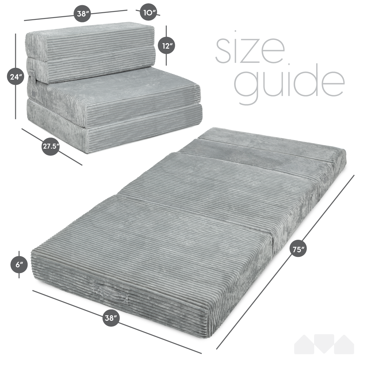 Milliard Tri Fold Memory Foam Sofa Bed Mattress Milliard Brands