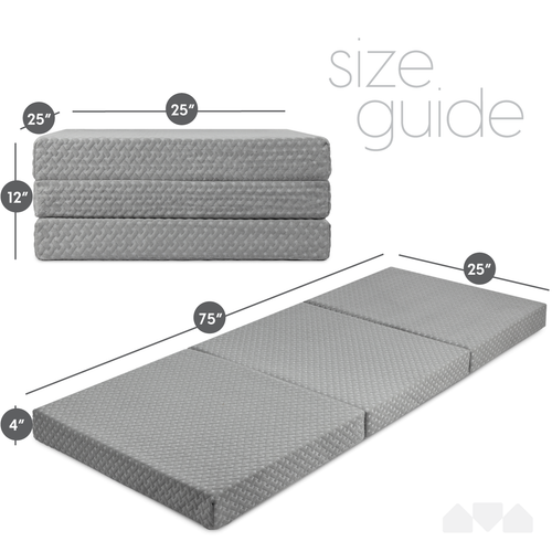 4 Inch Premium Tri-fold Memory Foam Mattress (Open Box)