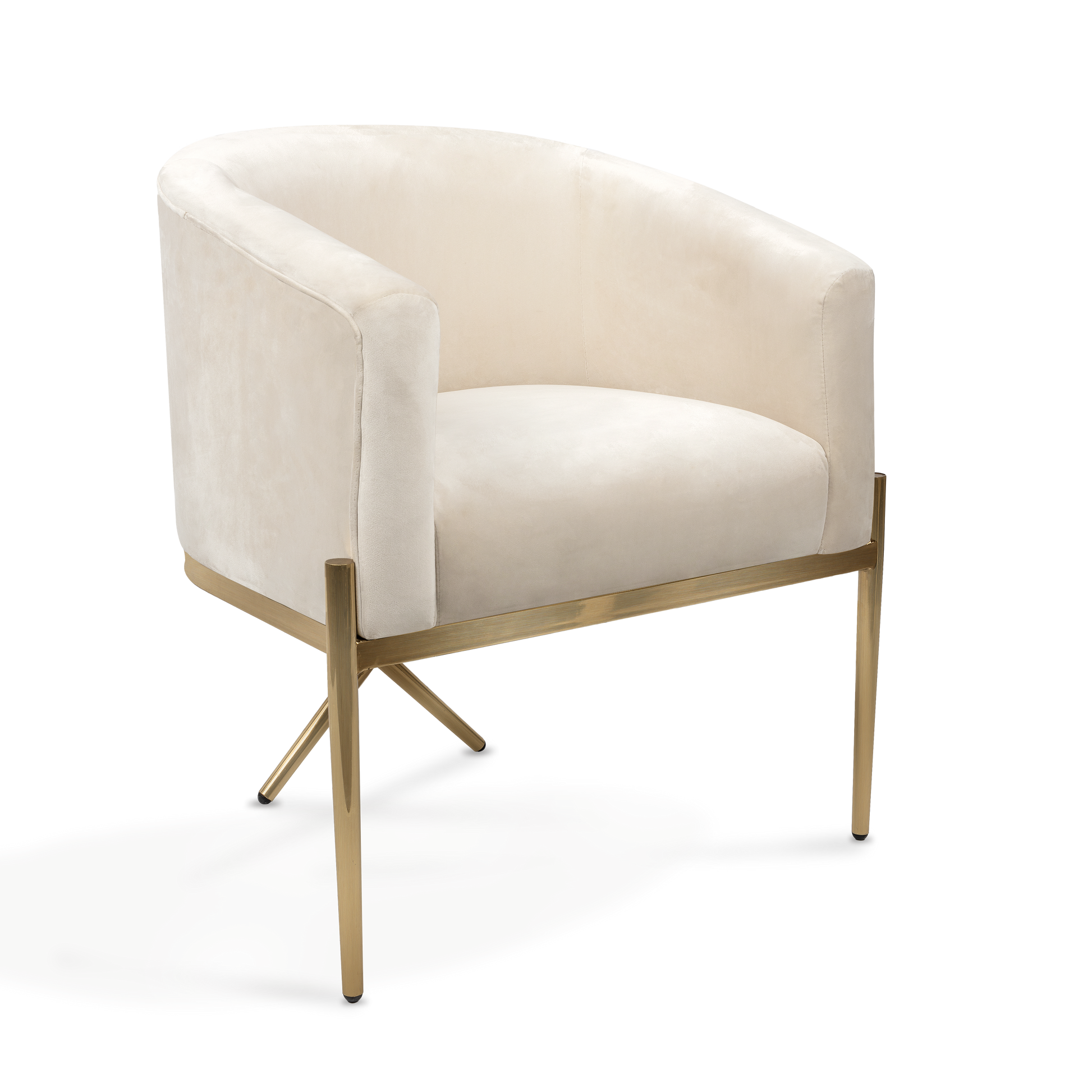 Velvet White Modern Dining Chair with Gold Legs (Open Box