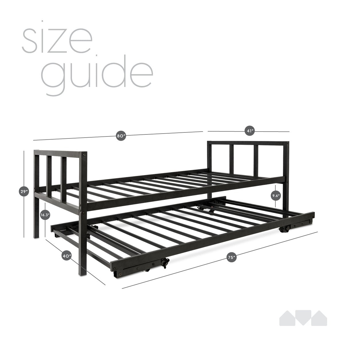Twin Size Daybed and Pop up Trundle Set - Milliard Brands