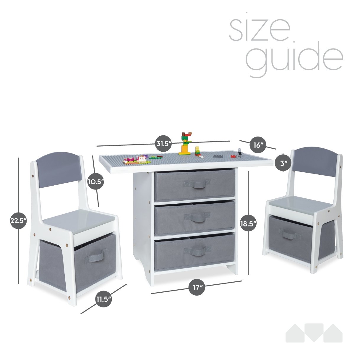 Milliard Bedding Kids Play Table | 3-in-1 Play Table with Storage