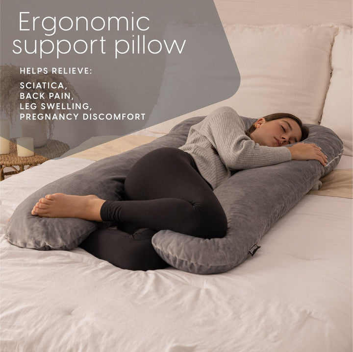 54 Inch U-Shaped Memory Foam Body Pillow with Velour Cover - Milliard Brands