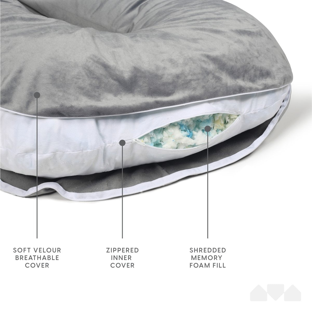 54 Inch U-Shaped Memory Foam Body Pillow with Velour Cover - Milliard Brands