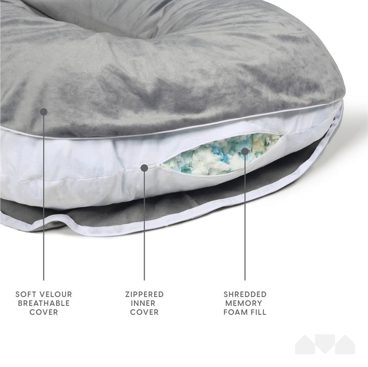 54 Inch U-Shaped Memory Foam Body Pillow with Velour Cover - Milliard Brands