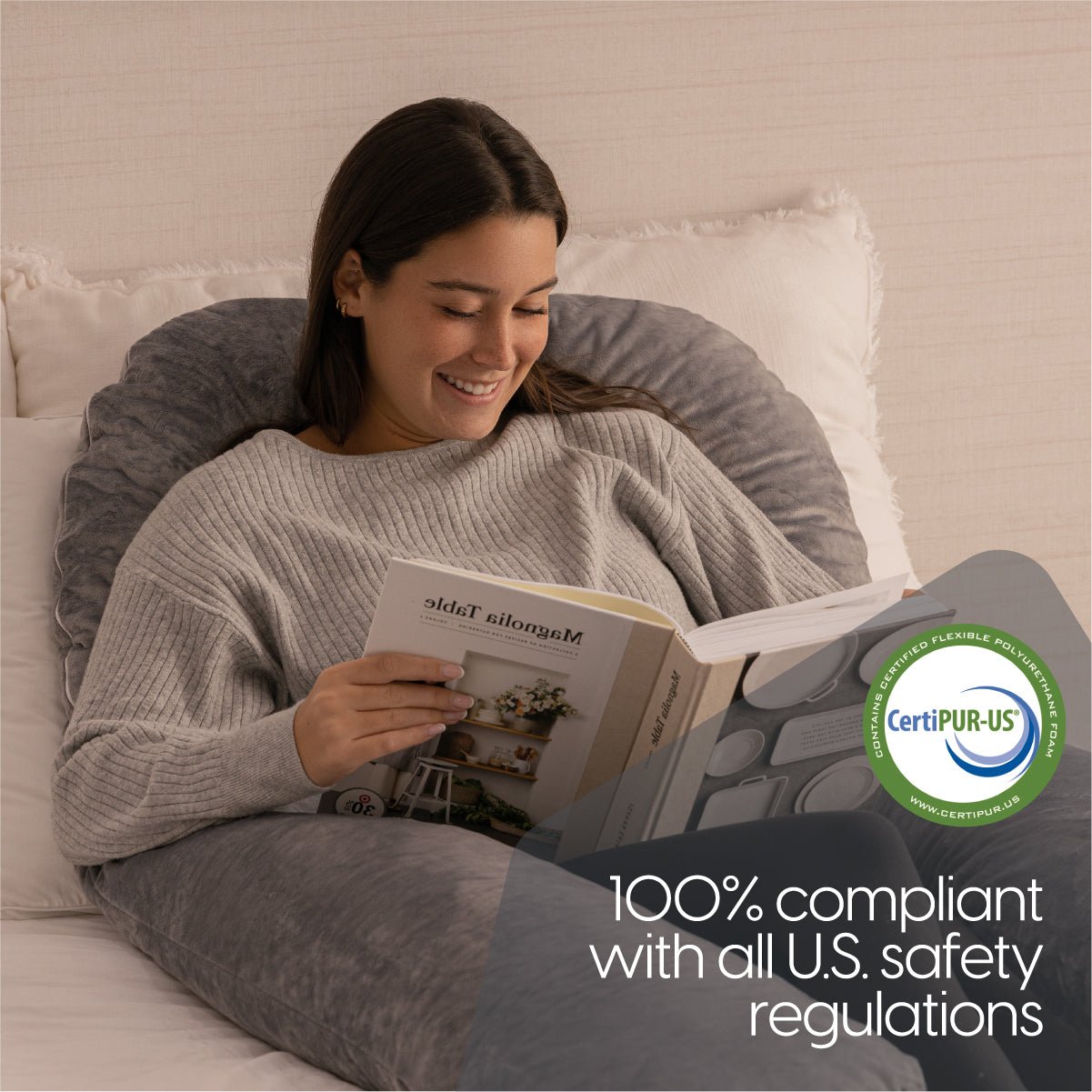 54 Inch U-Shaped Memory Foam Body Pillow with Velour Cover - Milliard Brands