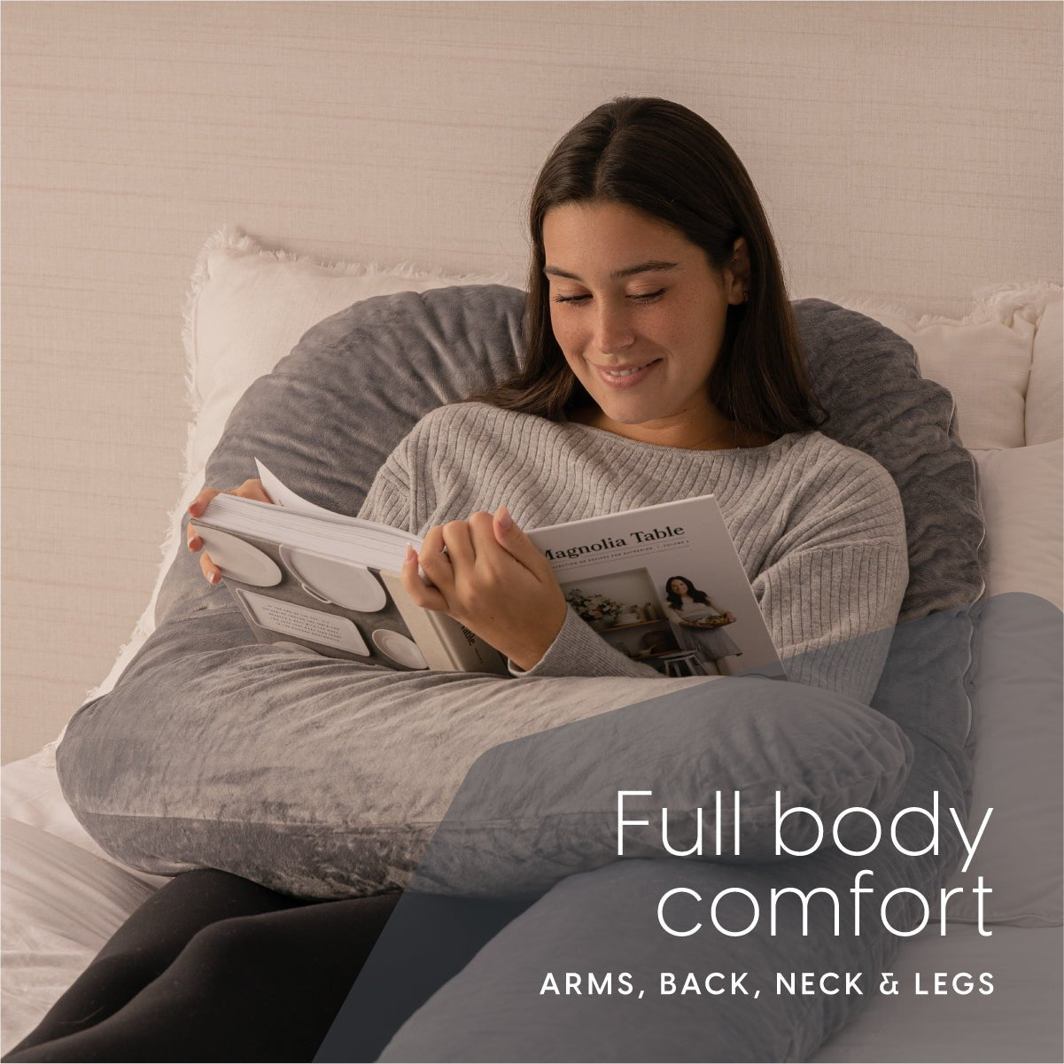 54 Inch U-Shaped Memory Foam Body Pillow with Velour Cover - Milliard Brands